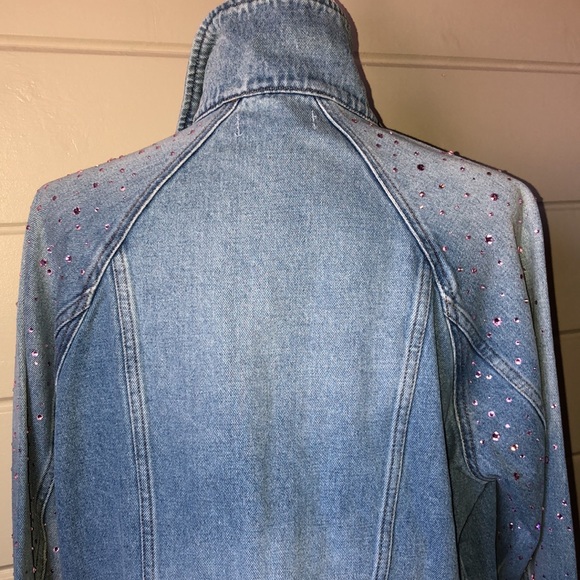 Custom Bedazzled Oversized Jean Jacket Size XS - Picture 9 of 17